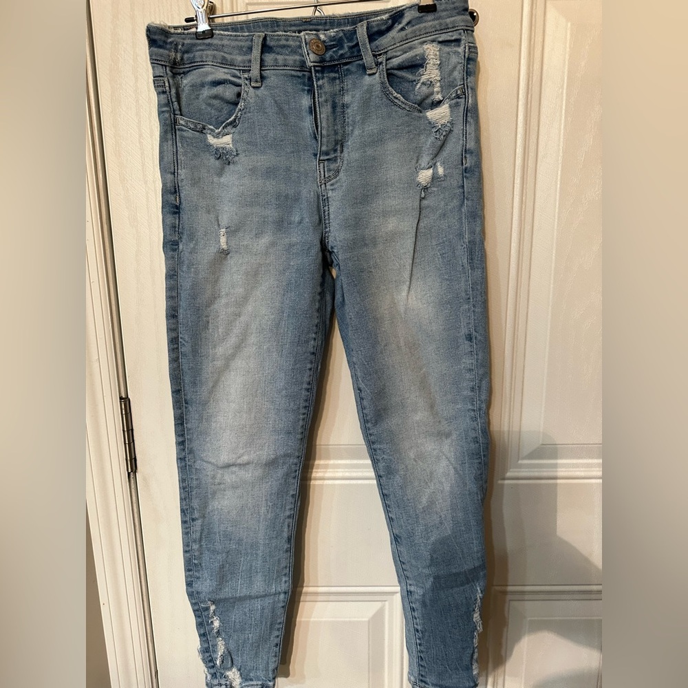 american eagle light wash super stretch jegging crop